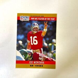 1990 pro set joe montana, jim kelly #2 error card rare mint condition